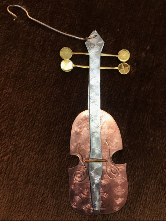 Ornament, Violin, copper, silver and brass