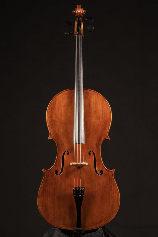 Paolo Vettori cello, 2023, highly figured poplar, Florence | Metzler Violins