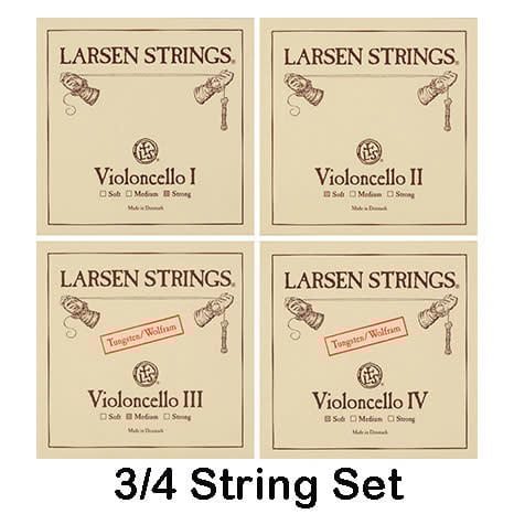Larsen cello string set, medium, fractional sizes,