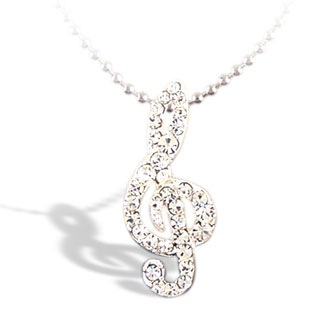 Silver Crystal Treble Clef Necklace