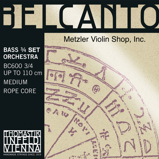 BELCANTO chrome-wound Bass string set, 3/4 orchestra, by Thomastik-Infeld