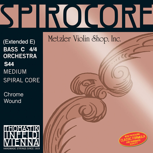 SPIROCORE chrome-wound Bass C string (extended E), 4/4 orchestra, by Thomastik-Infeld