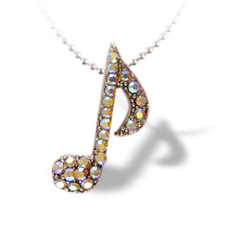 Silver Crystal 8th Note Necklace