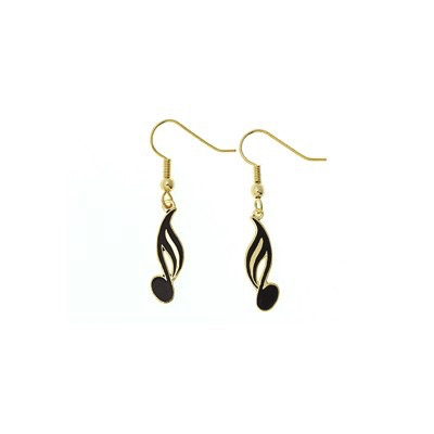 Gold & Black-Colored 16th Note Earrings