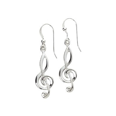 Sterling Silver Earrings, Treble Clef