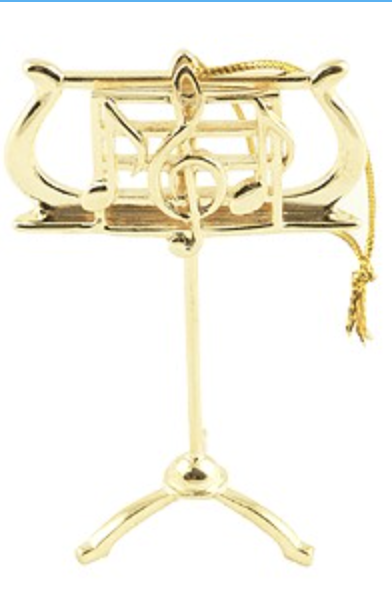 Music Stand Ornament - Gold plated, 4"