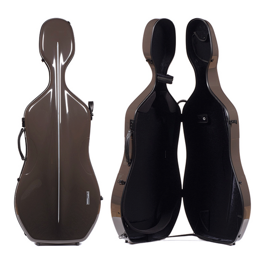 GEWA Air 3.9 thermo-plastic cello case,  Black interior, Brown exterior